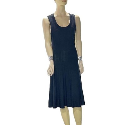 Nic+Zoe Black Sleeveless Knit Midi Dress With Back Zip Closure Size S