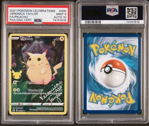 Celebrations Pikachu 005/025 - Veronica Taylor Signed/Autographed PSA 9 AUTO 10