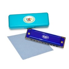 Kako'o: Classic Metal Harmonica - Blue - 4" Harmonica With Storage Case