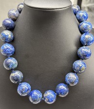 Chunky Blue Lapis Style Bead Necklace Large 20mm Statement 237g