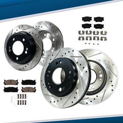 Front Rear Drilled Rotors Brake Pad for Toyota Avalon Lexus ES300h 2014 2016 