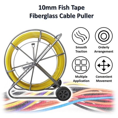 10mm*150m Fish Tape Fiberglass Wire Cable Running Rod Duct Rodder Puller