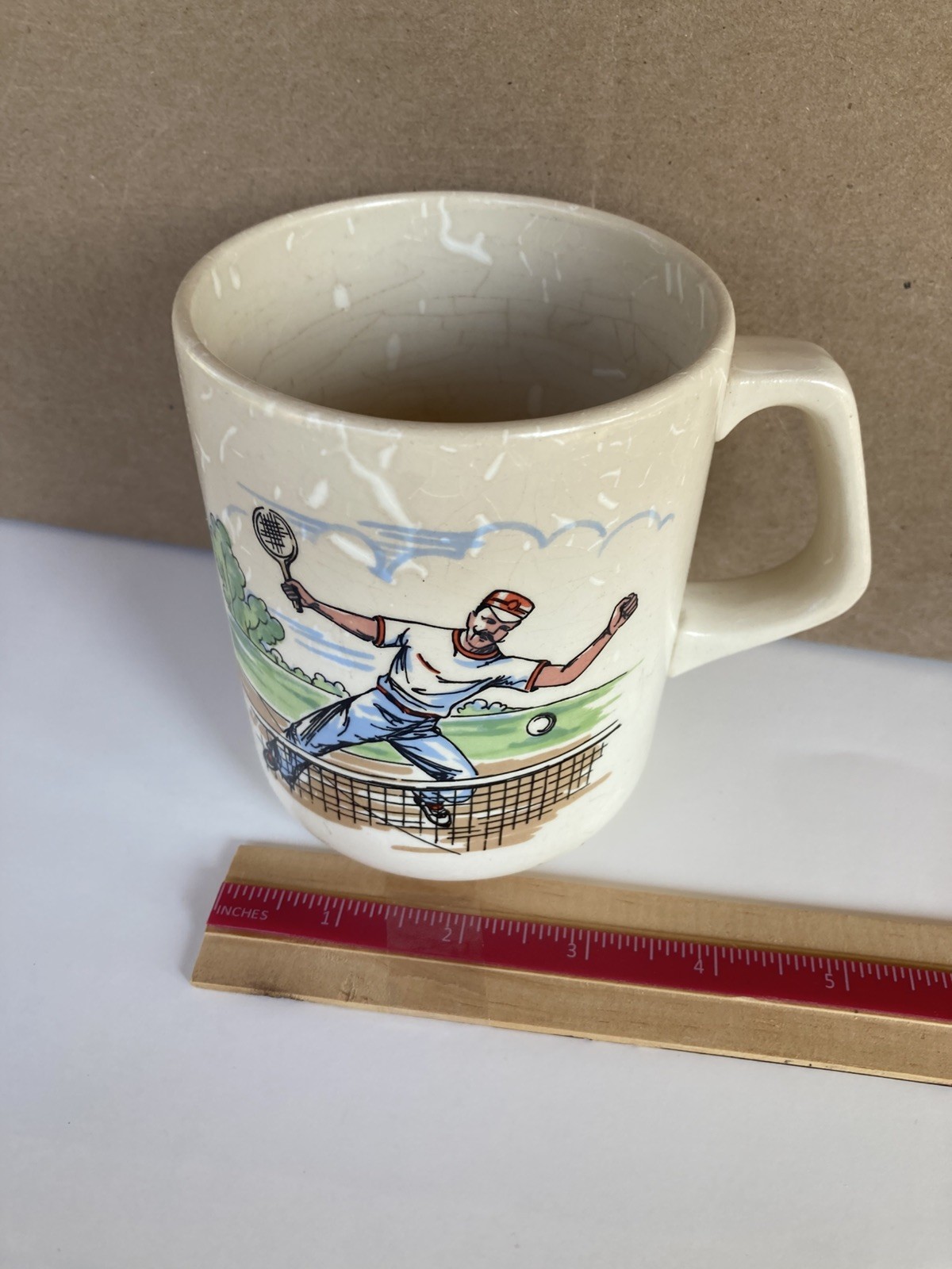 Vtg Tennis Player & Weightlifter Handmade In Portugal SADO FTD Oversize Mug 18oz