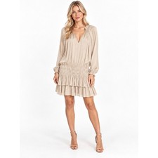 Ulla Johnson Piera V-Neck Long-Sleeve Tiered Dress
