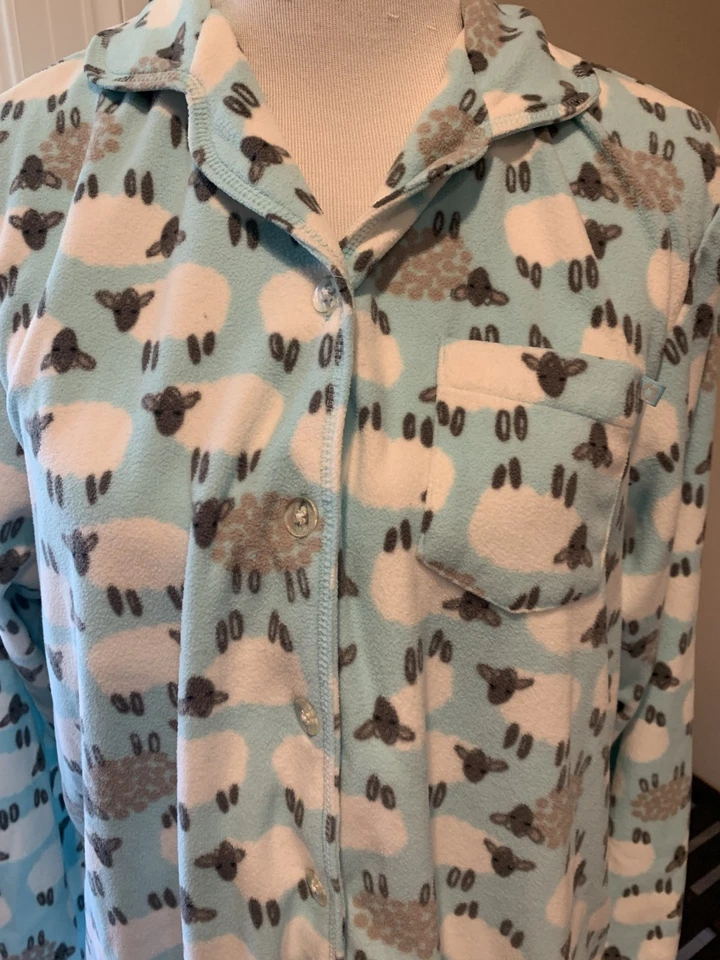 Hue nightgown sleepshirt xl sheep lambs fleece gown xl soft warm cozy - Image 2 of 4