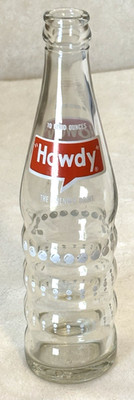 1965 ACL- Howdy-The Friendly  Drink-7Up Co-10 oz-Clear Glass Soda-Pop Bottle