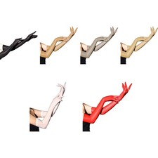1Pair Womens Ultra-thin Smooth Elastic Shiny Five-finger Gloves Nightclub Party