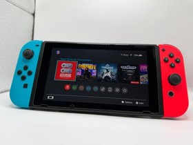 Nintendo Switch 256GB Gray Console with Neon Red and Neon Blue Joy-Con & Extras!