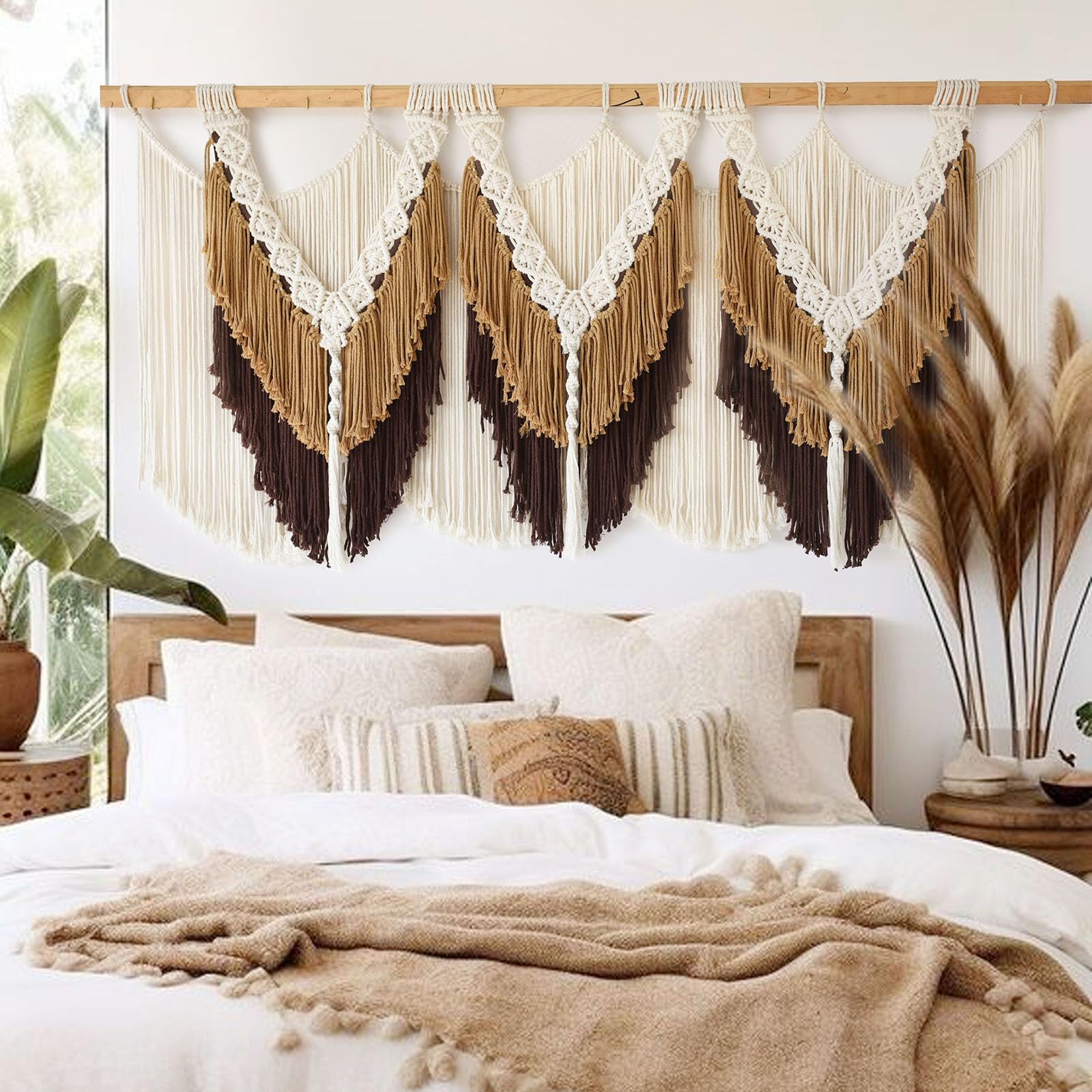 Macrame Wall Hanging Boho Wall Hanging Brown Dorm Wall Decor Craftsmanship Ha...