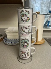 Hello Kitty Stackable Ceramic Mugs With Stand Unicorn Design