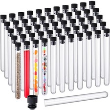 25ml Clear Test Tube Black Lid 150x16mm Plastic Vial DIY Gift 100 PCS