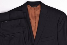 Jos A Bank Joseph Slim Black Striped Wool Suit 41 L Pants 33x33