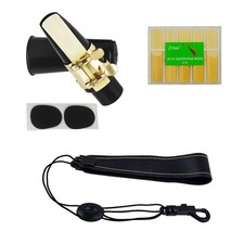 Alto Saxophone Mouthpiece Kit and 10pcs 2.5 Sax Reeds,Strap Black,gold