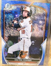 2023 /150 Bowman Chrome Colton Cowser Prospect Blue Shimmer Refractor Orioles 