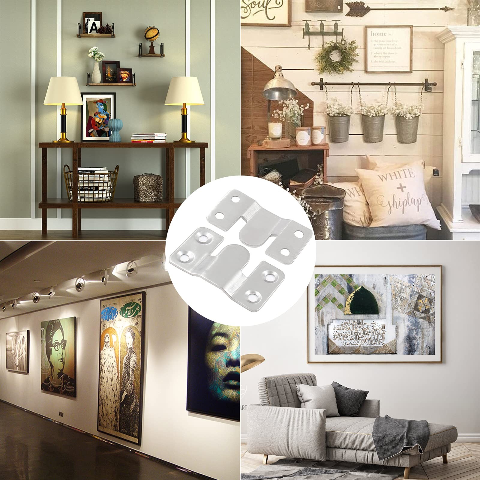 Bonsicoky 10 Sets Flush Mount Bracket with Screws, Heavy Duty Picture Hangers...