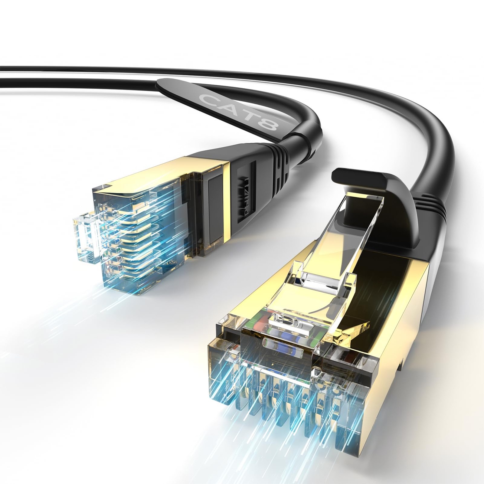 50ft ethernet Cable，Cat 8 Ethernet Cable with 40Gbps 2000Mhz High Speed Inter...