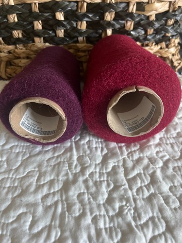 2 SOFT, Purple/Red BOUCLE Cone Peruvian SUPER Baby Alpaca/Nylon Yarn #0wt 526gr - Picture 5 of 7