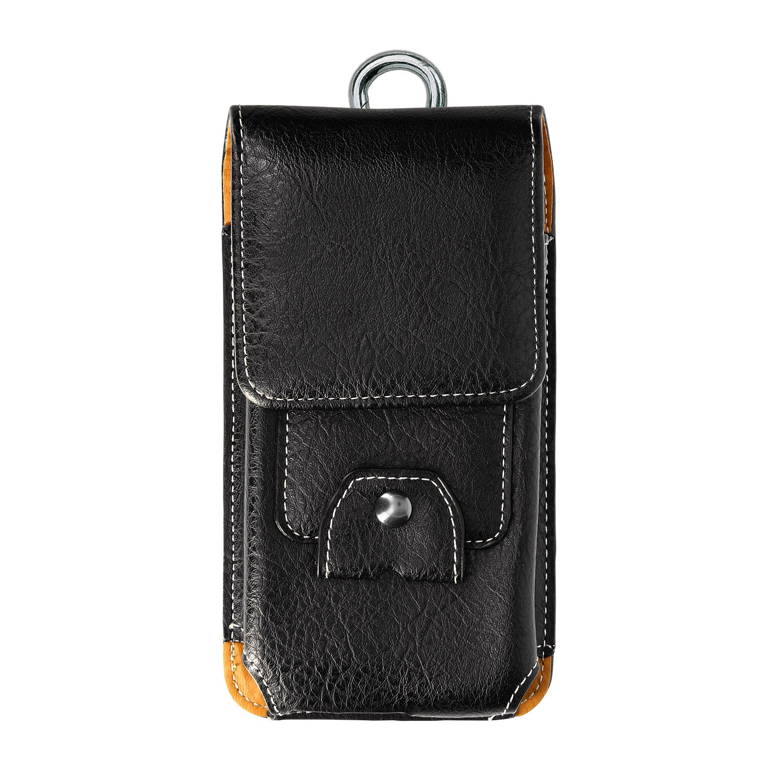 Étui ceinture smartphone 5,5 pouces en simili cuir marron rétro avec porte-carte