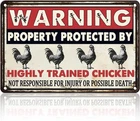 Vintage Chicken Metal Warning Sign Funny Tin Home Farm Garden Decor 8X12inch