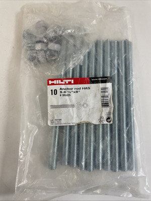 10 pack  HILTI Anchor Rod HAS 5.8 - 1/2'' x 8''