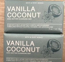 Bath Body Works VANILLA COCONUT Shea Butter Cleansing Bar Soap