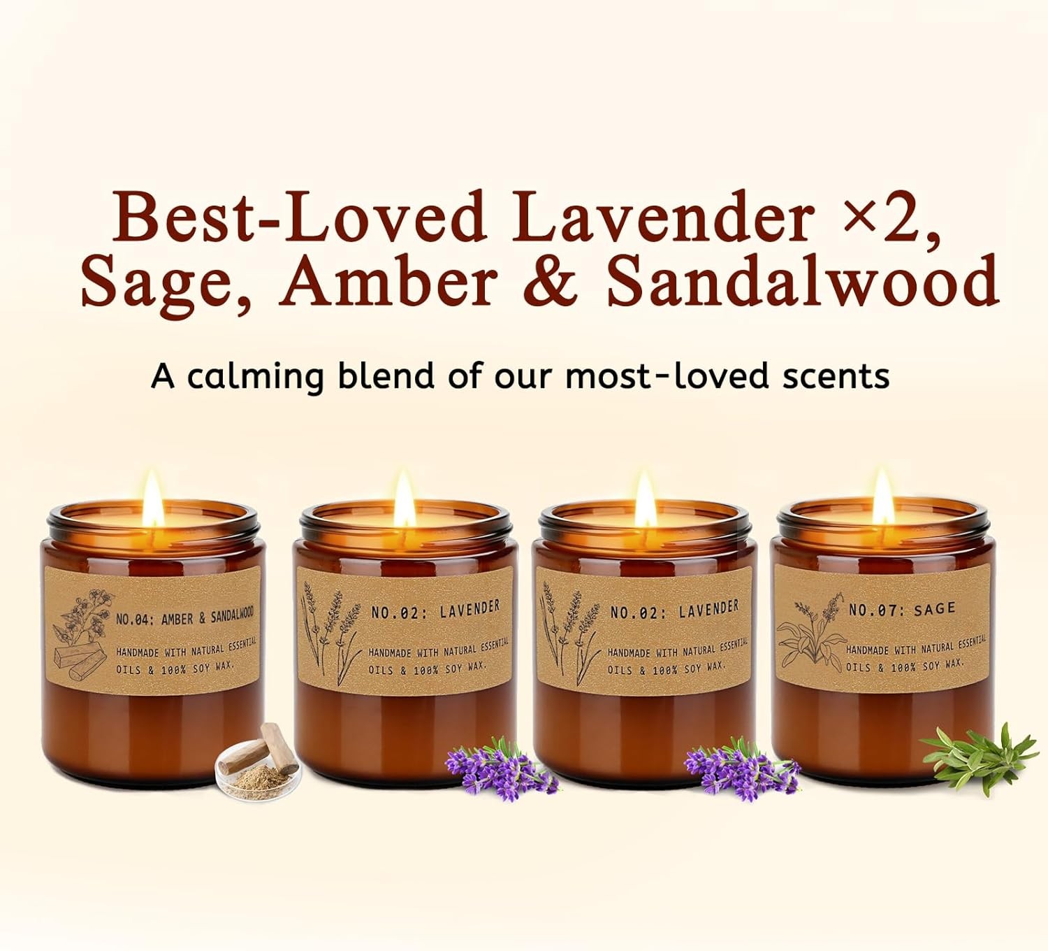 Christmas Candle Gifts for Women – Large Large, 4 Pack Amber Jar Candles Set 
