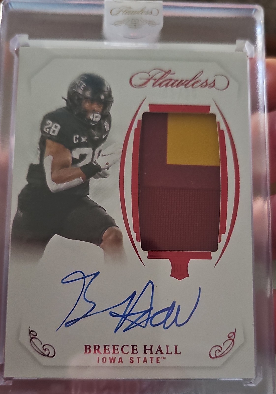 Breece Hall Panini Flawless Collegiate #159 Patch Autographs-Vertical