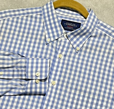 Charles Tyrwhitt Slim Fit Non-Iron Cotton Button Down Shirt Men  s M Blue Gingham