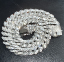 Silver plated Iced Out Cuban Link Chain w/ Bo...
