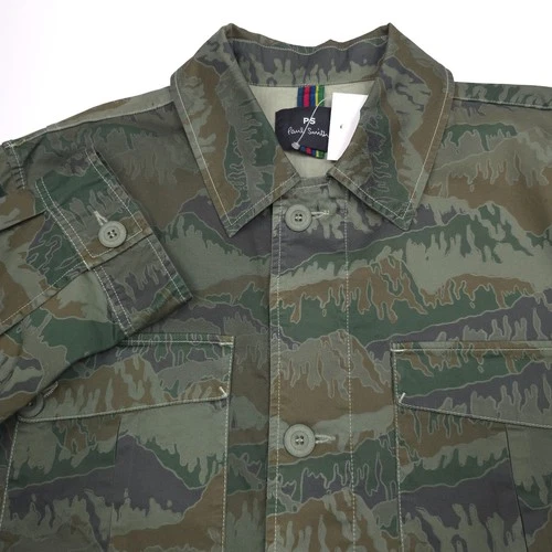 PS Paul Smith Mountain Camo Field Jacket Mens Medium Greyish Green Camouflage image 3