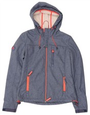 SUPERDRY Womens Windtrekker Hooded Windbreaker Jacket UK 6 XS Blue JU06