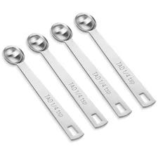 4 PCS 1/4 Teaspoon (1/4 Tsp | 1.25 mL | 1.25 cc) Single Measuring Spoon, Stai...