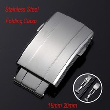 New 18mm 20mm Double-Press Folding Clasp Stainless Steel Watch Band Buckle