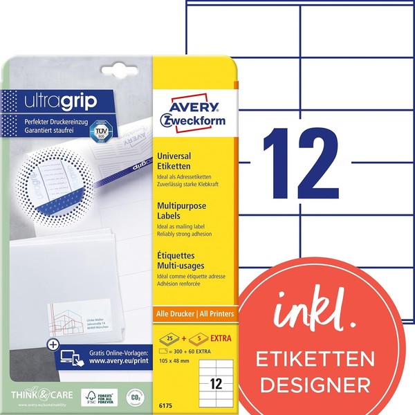 Avery Zweckform Universal-Etiketten 105 X 48 Mm Weiß 360 Etiketten-image