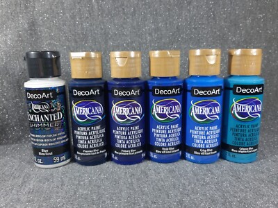 6er Farbset ''Ozean'' DecoArt Americana SET +Enchanted Shimmer blau Acrylfarbe