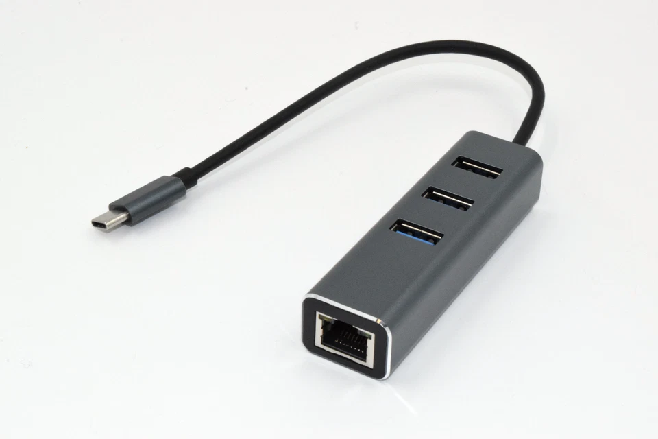NEW Combo Gigabit Ethernet USB Type-A 3 Port Hub Adapter 5Gbps, MacBook, Windows - Image 3 of 4