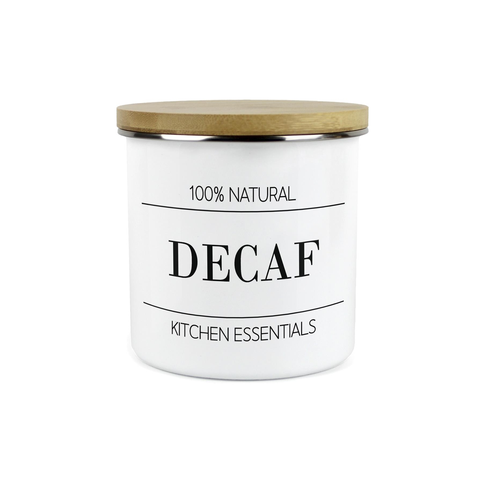 Minimalist Essentials Decaf Storage Canister - Black & White Kitchen Container