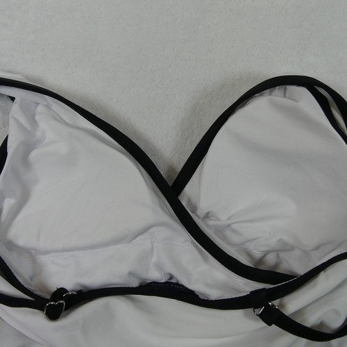 Tommy Hilfiger Swimsuit Womens 12 White Black One Piece Surplice UPF50 - Picture 10 of 15