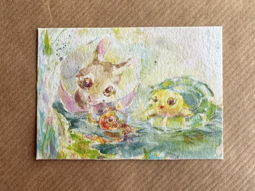Limited Edition ACEO PRINT Spring in the rabbit hole VI JaneB (Jane Bazelyuk) - Foto 1 di 2