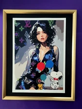 DEATH NYC Hand Signed LARGE Print COA Framed 16x20in Anime Murakami Snoopy Art %
