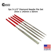 5pc 5.5" Diamond Needle File Set 3mm x 140mm x 50mm Carving Ceramics Tile Glass