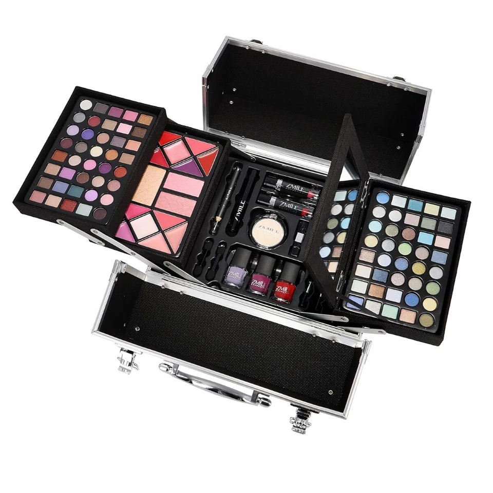 Schminkkoffer Set Alu Profi Qualität 113 teilig Schminke Nagellack Alukoffer NEU - Bild 2 von 4