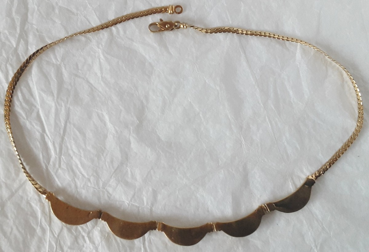 Collier Vintage - Or Décoratif, Filigrane Et Cabochon Orange - Modèle 336 - Sans Marque