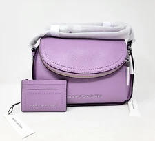 Marc Jacobs The Groove Leather Purple Mini Messenger Bag & Card Case Wallet Set