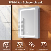 Alu Spiegelschrank Mit Led Badezimmerschrank Beschlagfrei Steckdose Spiegel 50Cm