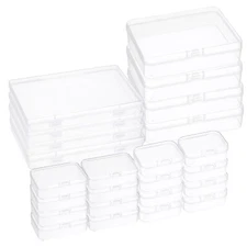Mixed Sizes Clear Storage Box with Hinged Lid, 24Pack Organizer Container