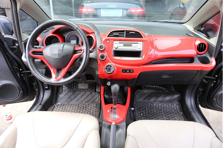 For Honda Fit/Jazz 2008-2013 Bright Red Central Console Navigation Panel Trim 1* - Image 4 of 4