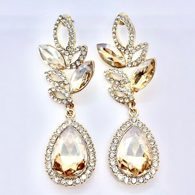 Champagner Marquise Blatt Statement Ohrhänger von Vintage Amara