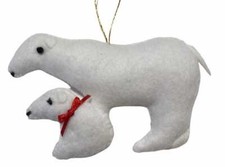 Alaska felt Handmade Polar Bear And Baby Ornament 5"