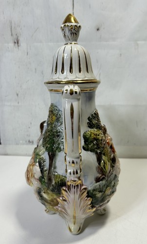 VINTAGE KERAMOS CAPODIMONTE ITALY PORCELAIN TEA / COFFEE POT KETTLE - Picture 4 of 15